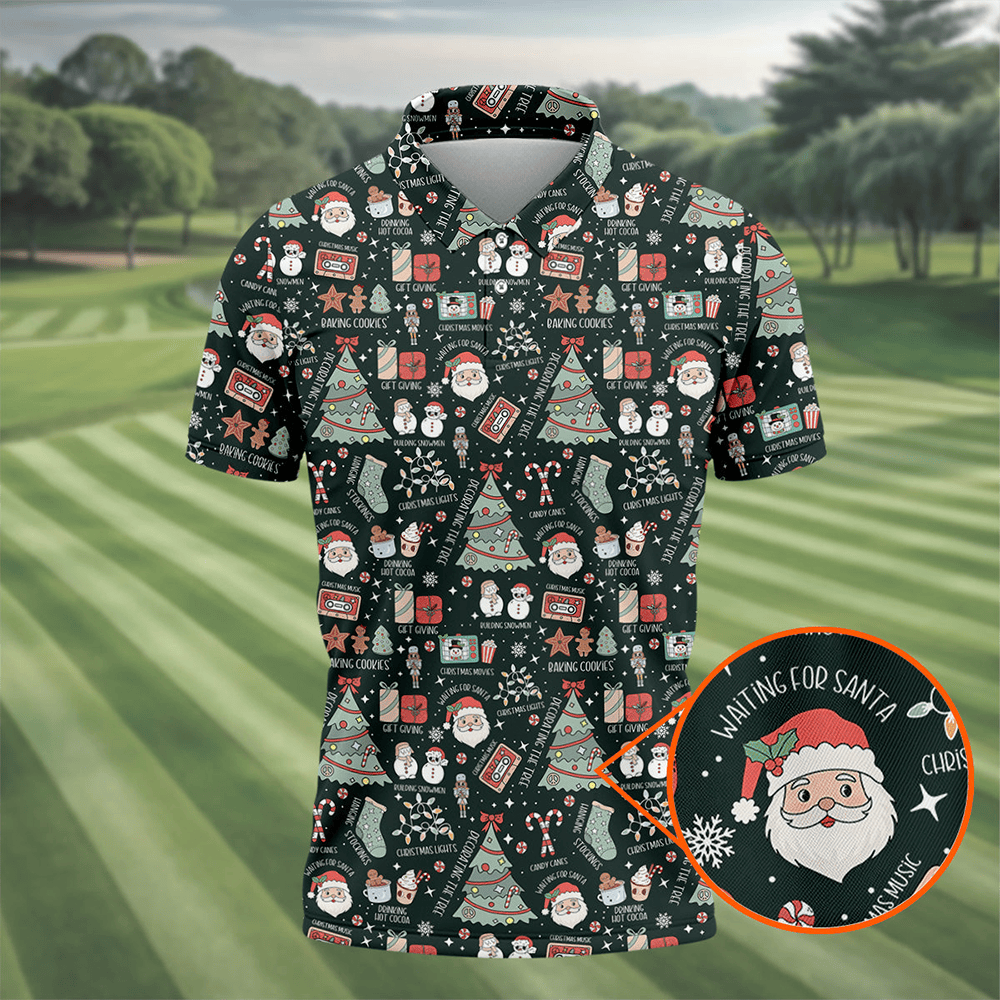 Santa Claus Gifts Pattern Polo Shirt Golf Clothes Christmas Gifts For Santa Claus Lovers