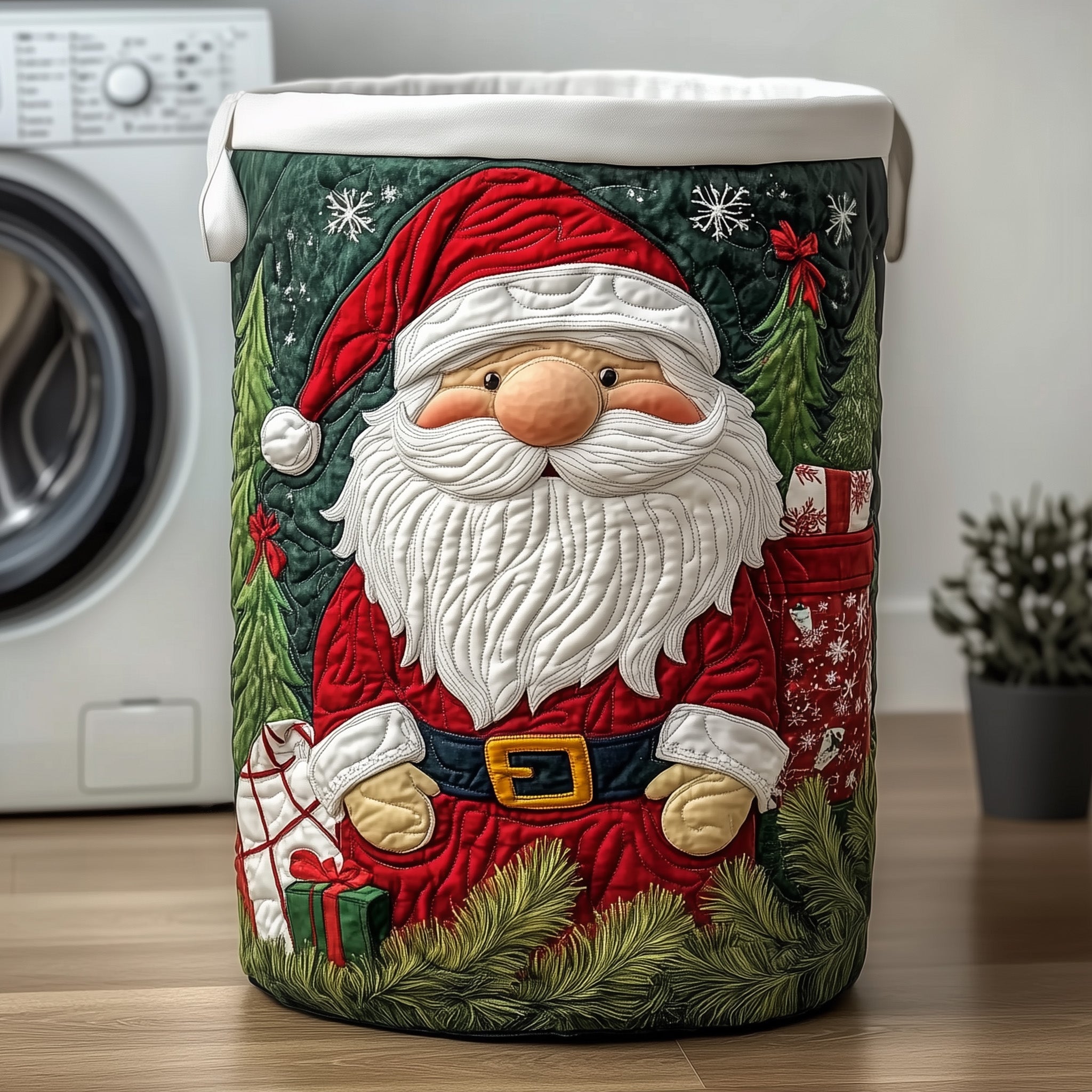 Santa Claus Gnome Quilted Laundry Basket Cute Gnome Gifts