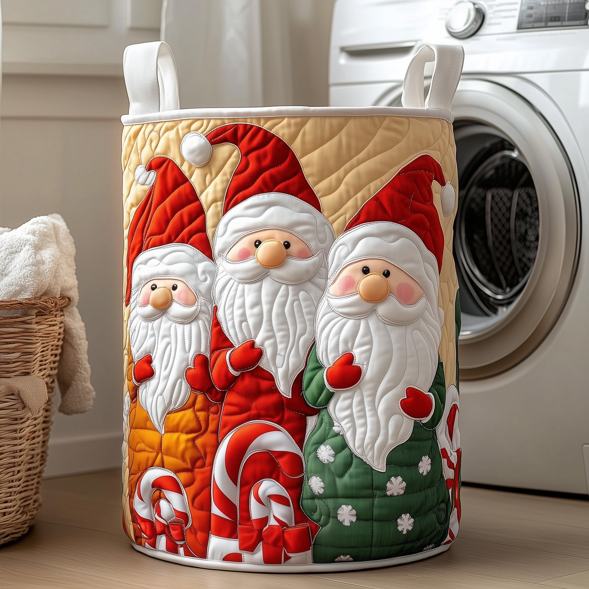 Santa Claus Gnome Quilted Laundry Basket Funny Gnome Gifts