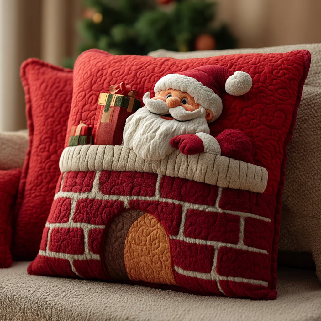 Santa Claus Hearth Mirage Quilted Pillow Case Christmas Pillow Case Covers Xmas Gifts