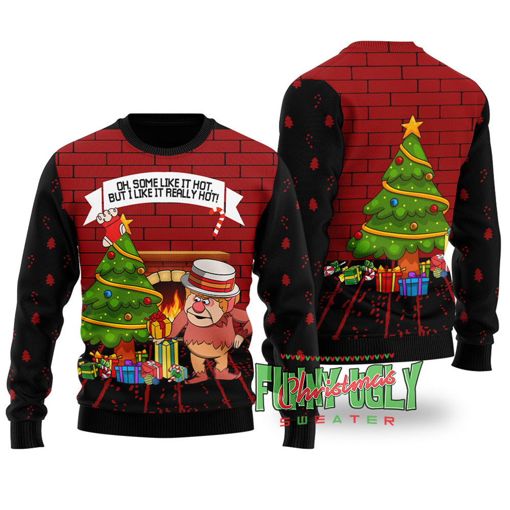 Santa Claus Heat Miser Funny Christmas Sweater Black Warm Winter Sweater to Brighten Your Holidays
