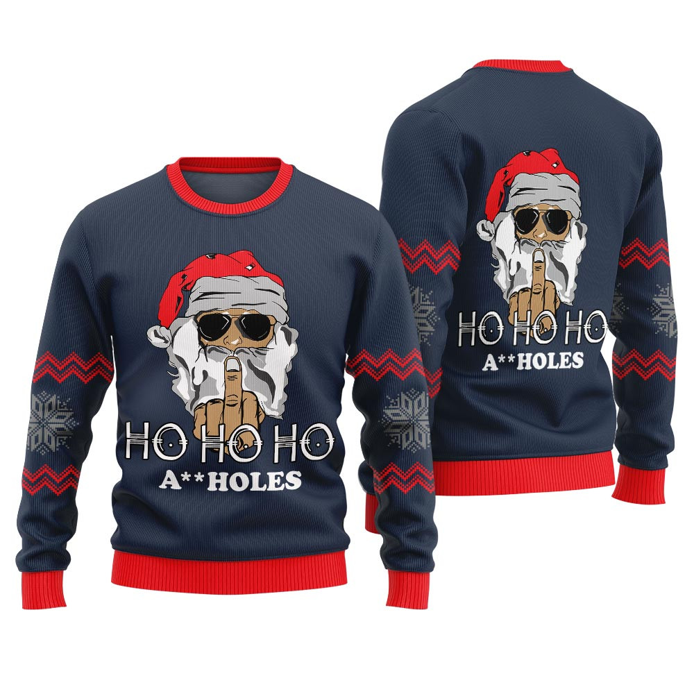 Santa Claus Ho Ho Ho Naughty Ugly Sweater Cozy Christmas Sweater for Holiday Season