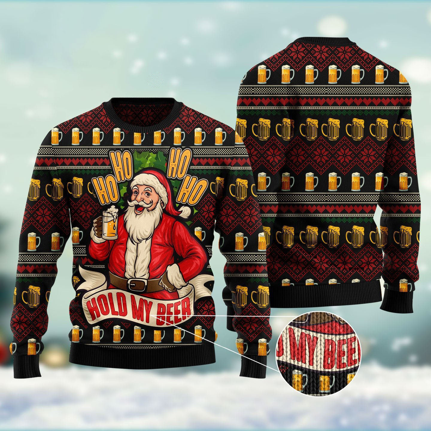 Santa Claus Ho Ho Hold My Beer Ugly Christmas Sweater Funny Christmas Gift Ideas