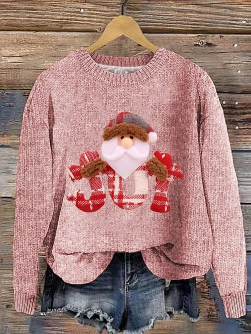 Santa Claus JOY Christmas Sweater Cute Santa Claus Winter Sweater Presents For Women