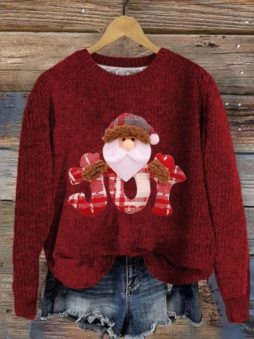 Santa Claus JOY Christmas Sweater Cute Santa Claus Winter Sweater Presents For Women