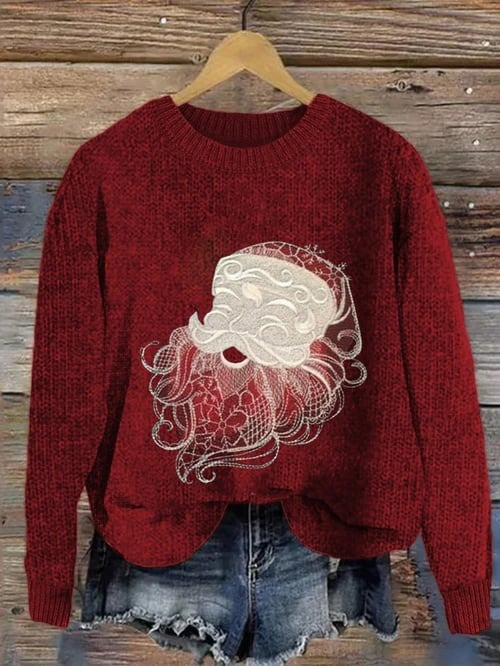 Santa Claus Laughing Christmas Sweater Funny Santa Pullover Xmas Holiday Gifts For Her