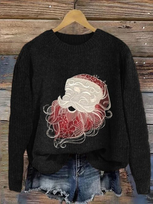 Santa Claus Laughing Christmas Sweater Funny Santa Pullover Xmas Holiday Gifts For Her