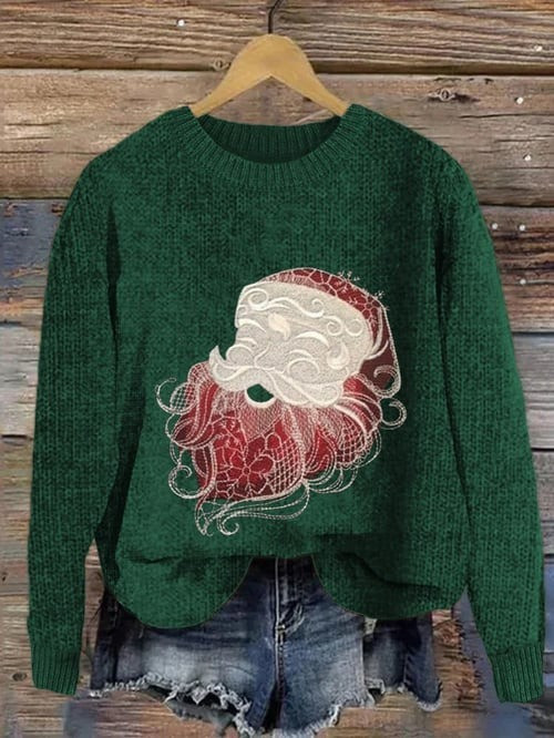 Santa Claus Laughing Christmas Sweater Funny Santa Pullover Xmas Holiday Gifts For Her