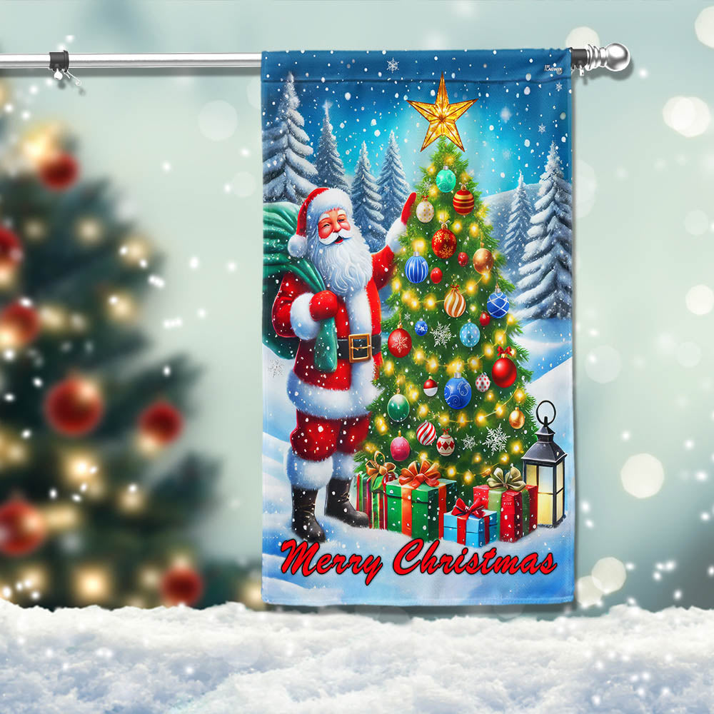 Santa Claus Merry Christmas Flag