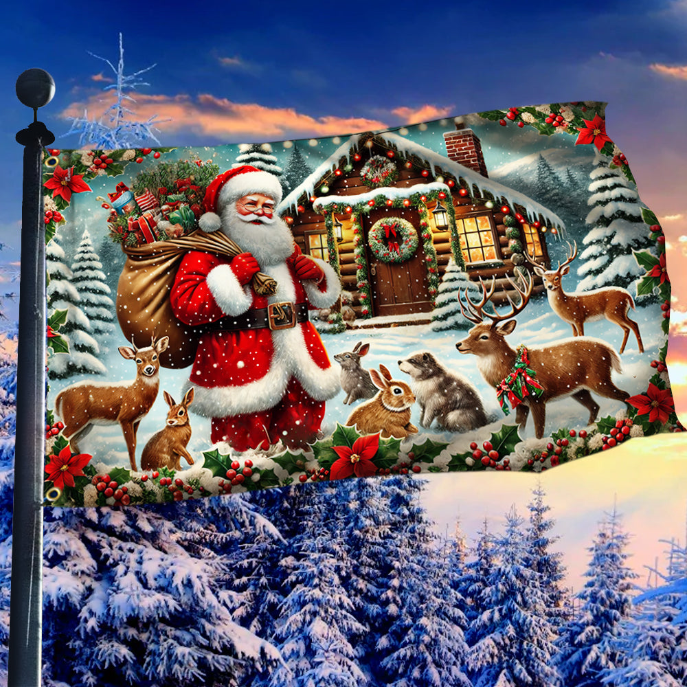 Santa Claus Merry Christmas Holiday Grommet Flag