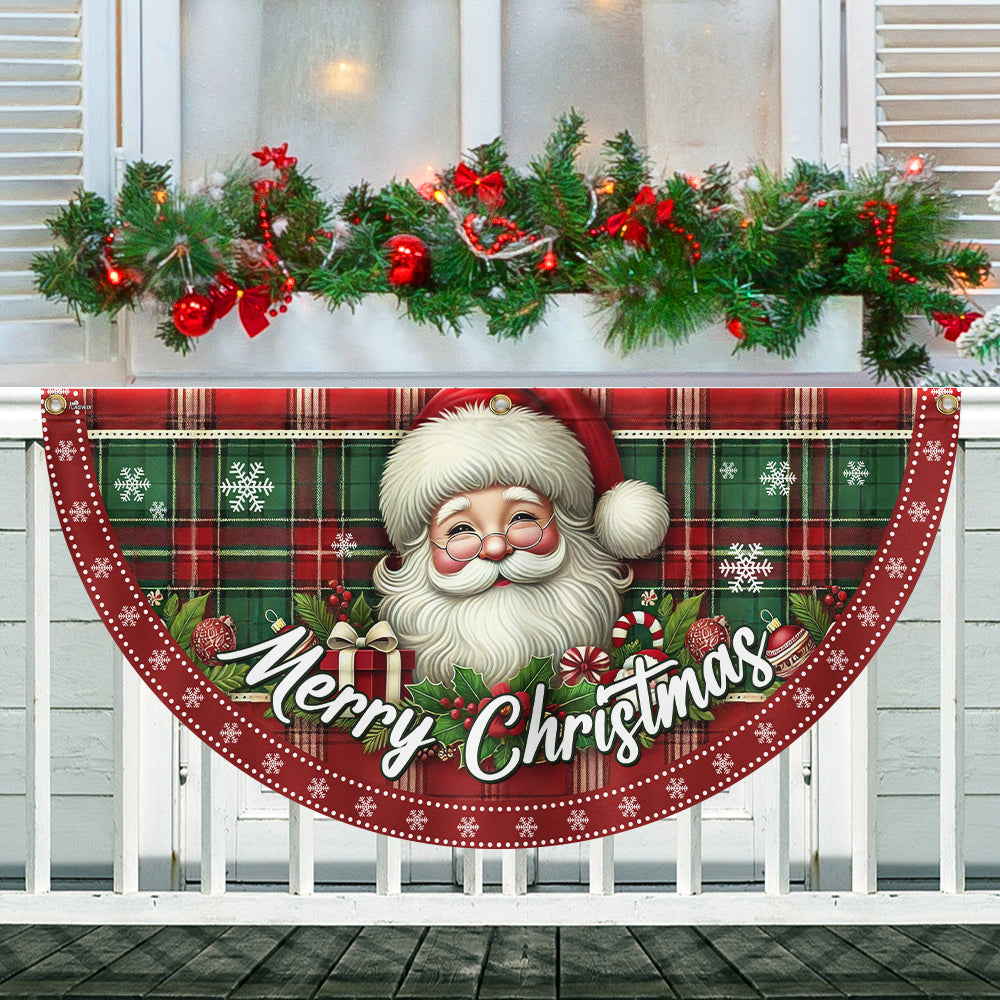 Santa Claus Merry Christmas Non Pleated Fan Flag