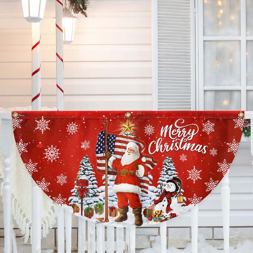 Santa Claus Merry Christmas Non Pleated Fan Flag Christmas 2025