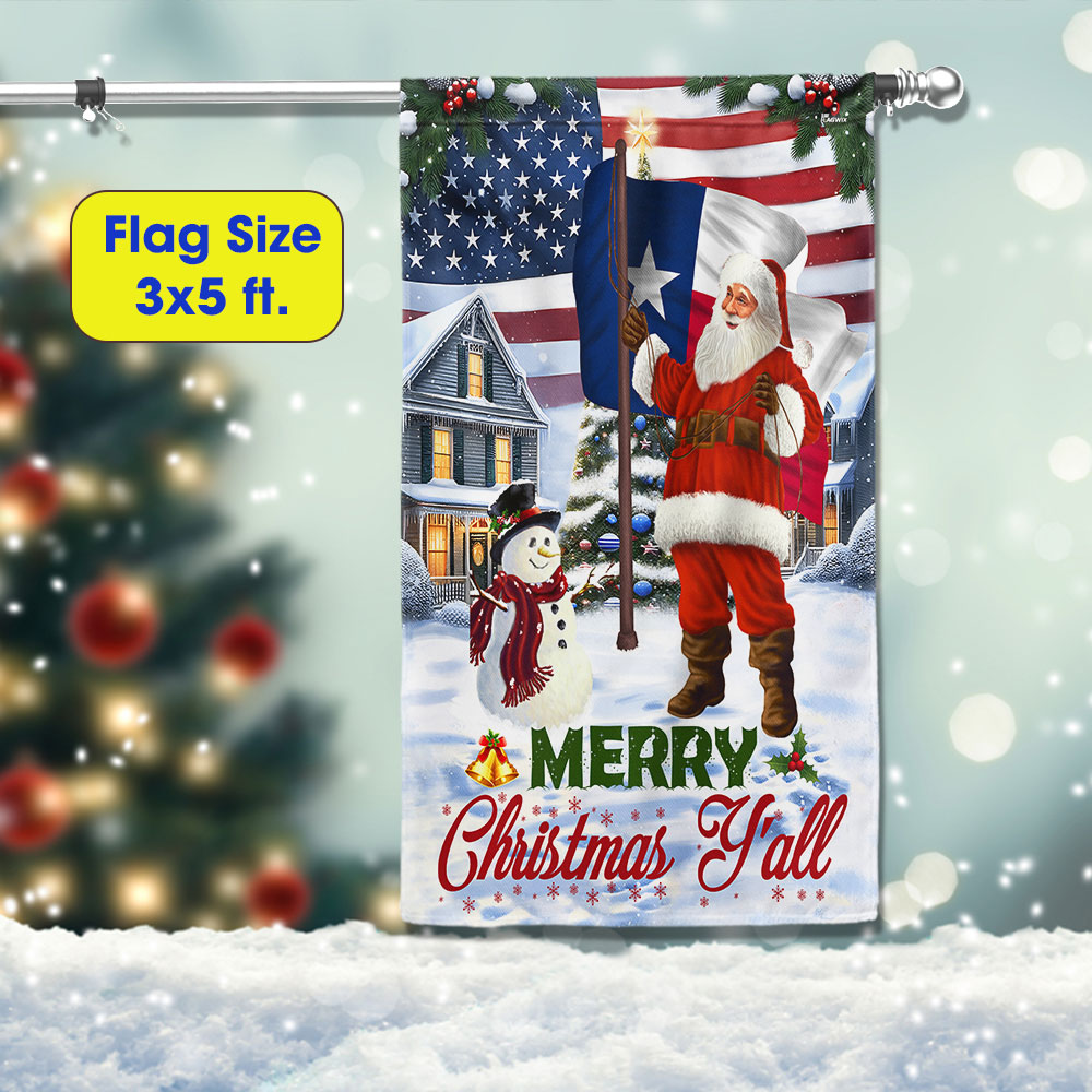 Santa Claus Merry Christmas Texas Flag