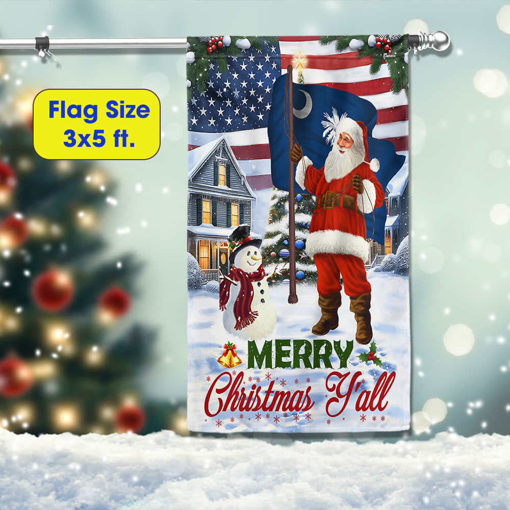 Santa Claus Merry Christmas Y All American South Carolina Flag