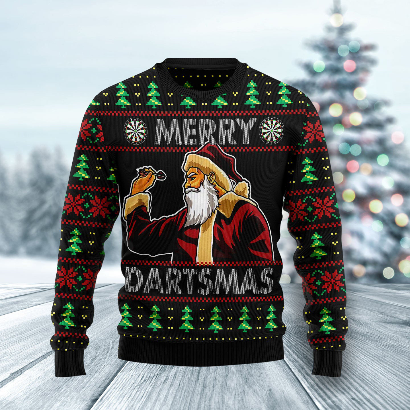 Santa Claus Merry Dartsmas Ugly Christmas Sweater Winter Clothing Funny Santa Secret Gifts