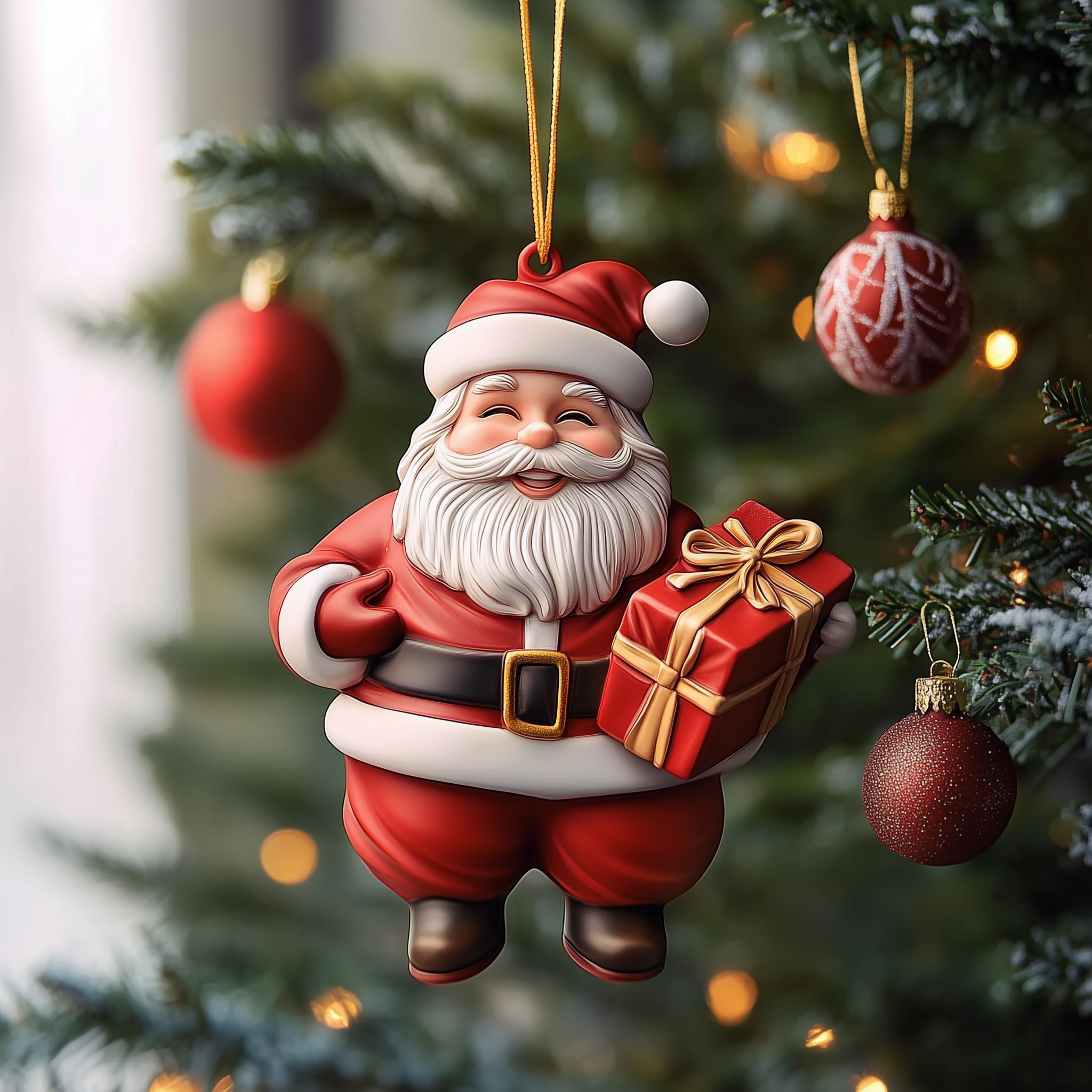 Santa Claus Mica Ornament Festive Santa Claus Christmas Ornament Lovely Holiday Decoration For Home