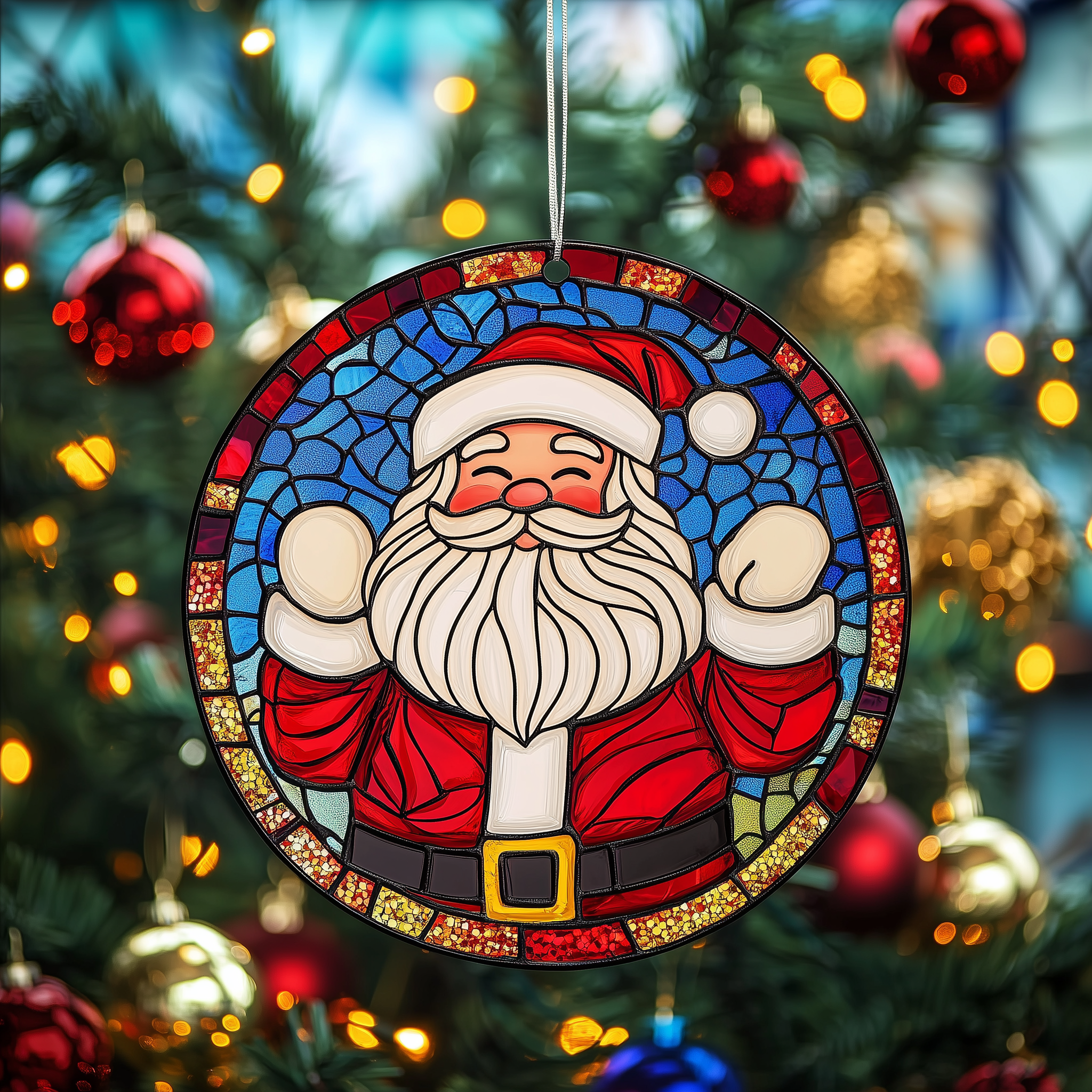 Santa Claus Mica Ornament Joyful Santa Design Christmas Ornament Lovely Holiday Keepsake Gift