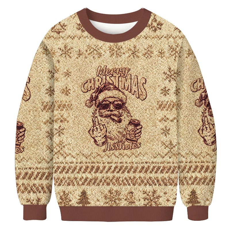 Santa Claus Middle Finger Christmas Ugly Sweatshirt Holiday Season Gag Gift Top Santa Claus Middle Finger Christmas Ugly Sweatshirt Holiday Season Gag Gift Top