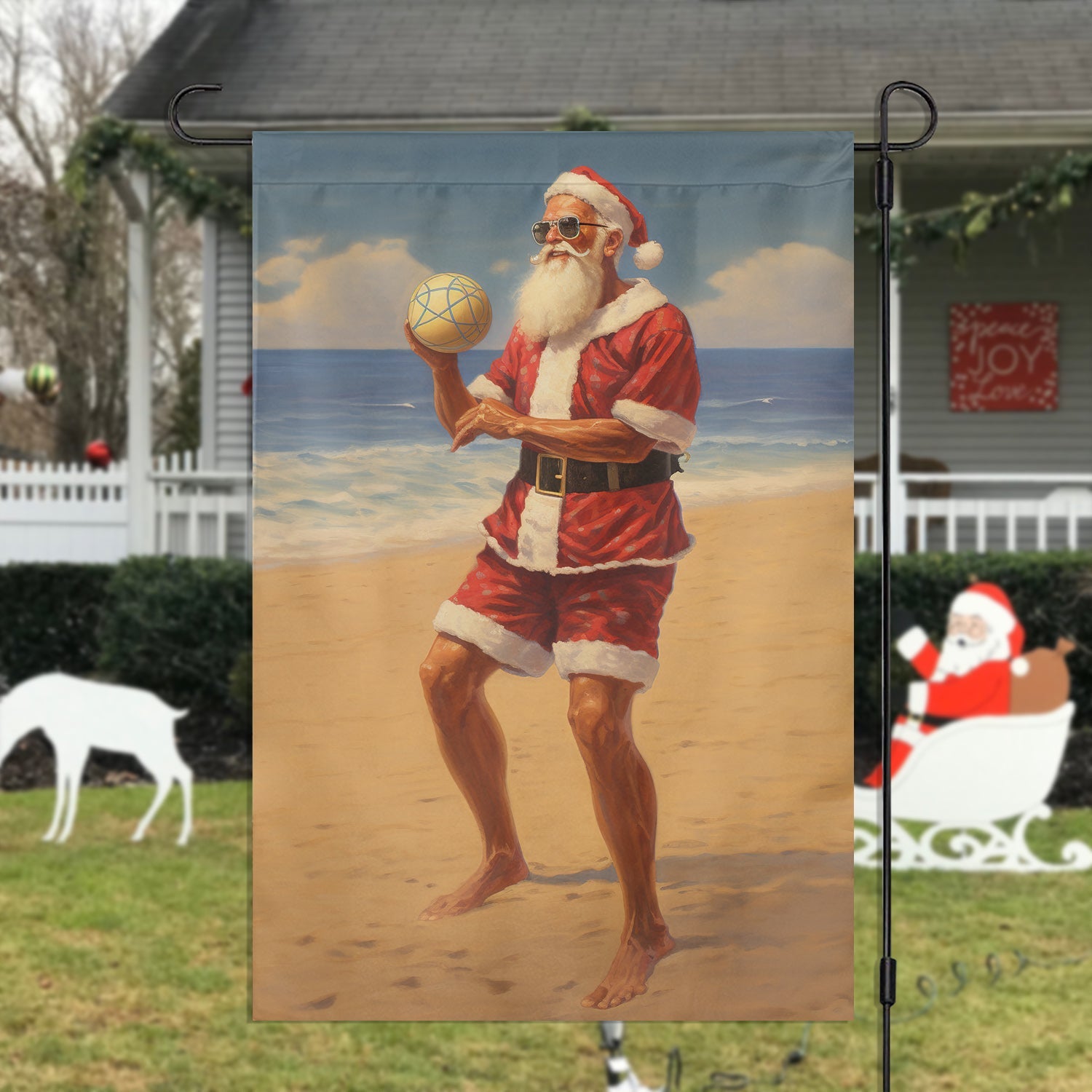 Santa Claus On The Beach Christmas Flag Winter Home Decor Ideas Gifts For Santa Claus Lovers