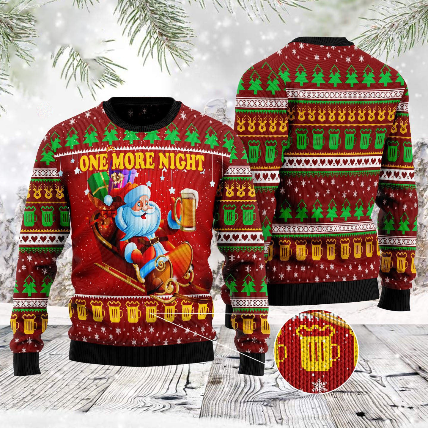 Santa Claus One More Night Ugly Christmas Sweater Funny Christmas Gifts For Boyfriend