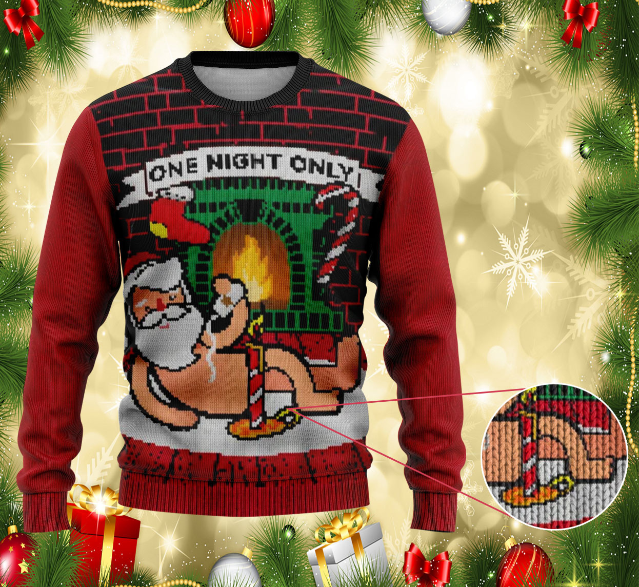Santa Claus One Night Only Christmas Ugly Sweater Funny Santa Gifts for Xmas