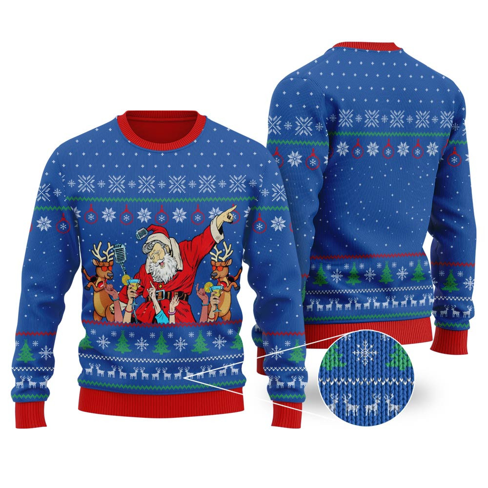 Santa Claus Party Ugly Christmas Sweater Royal Warm Winter Merch Gift for Someone You Love