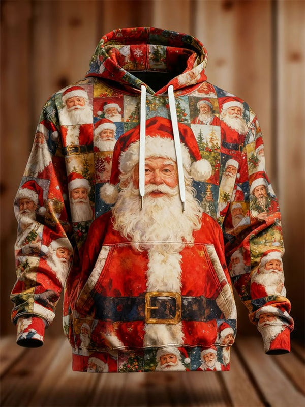 Santa Claus Patchwork Christmas Hoodie Cute Santa Clothes Christmas Holiday Gift Ideas