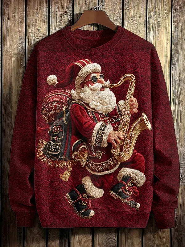 Santa Claus Playing The Saxophone Christmas Sweatshirt Christmas Gifts For Music Lover
