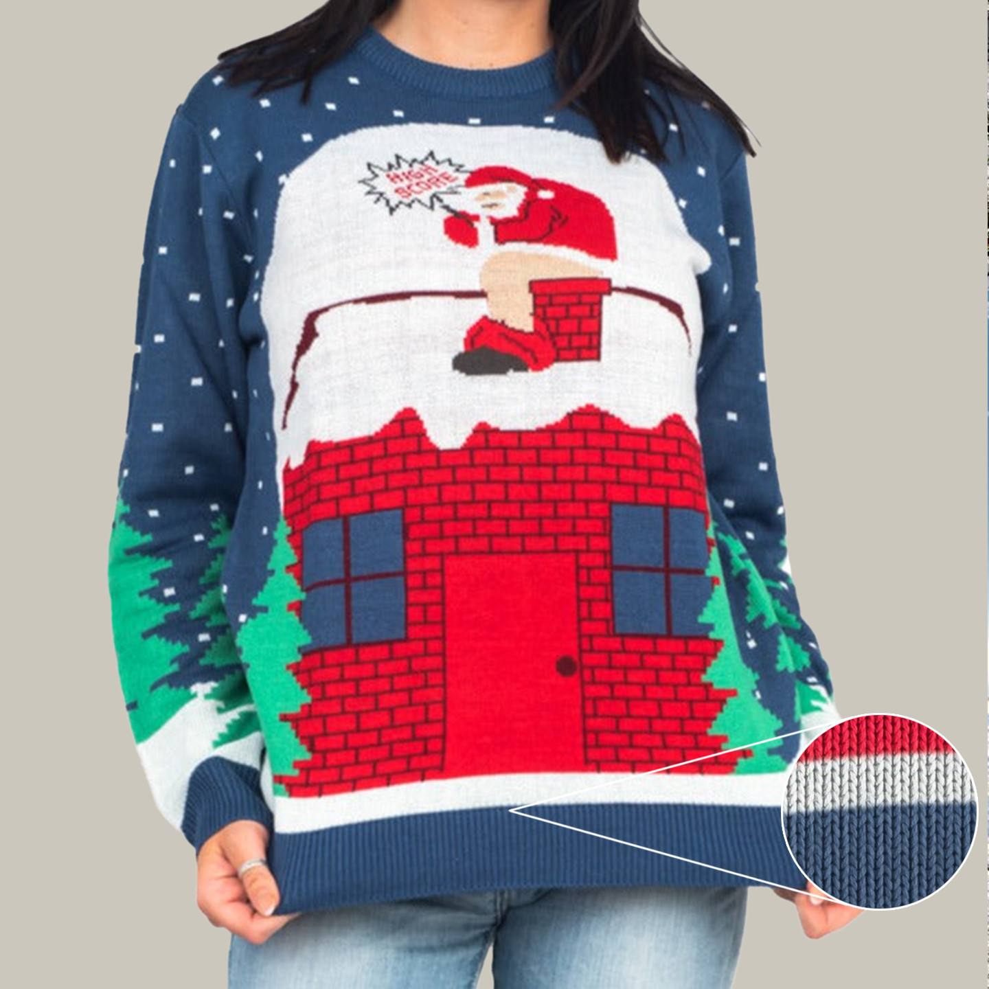 Santa Claus Pooping Chimney Ugly Christmas Sweater Funny Xmas Sweaters Christmas Gifts