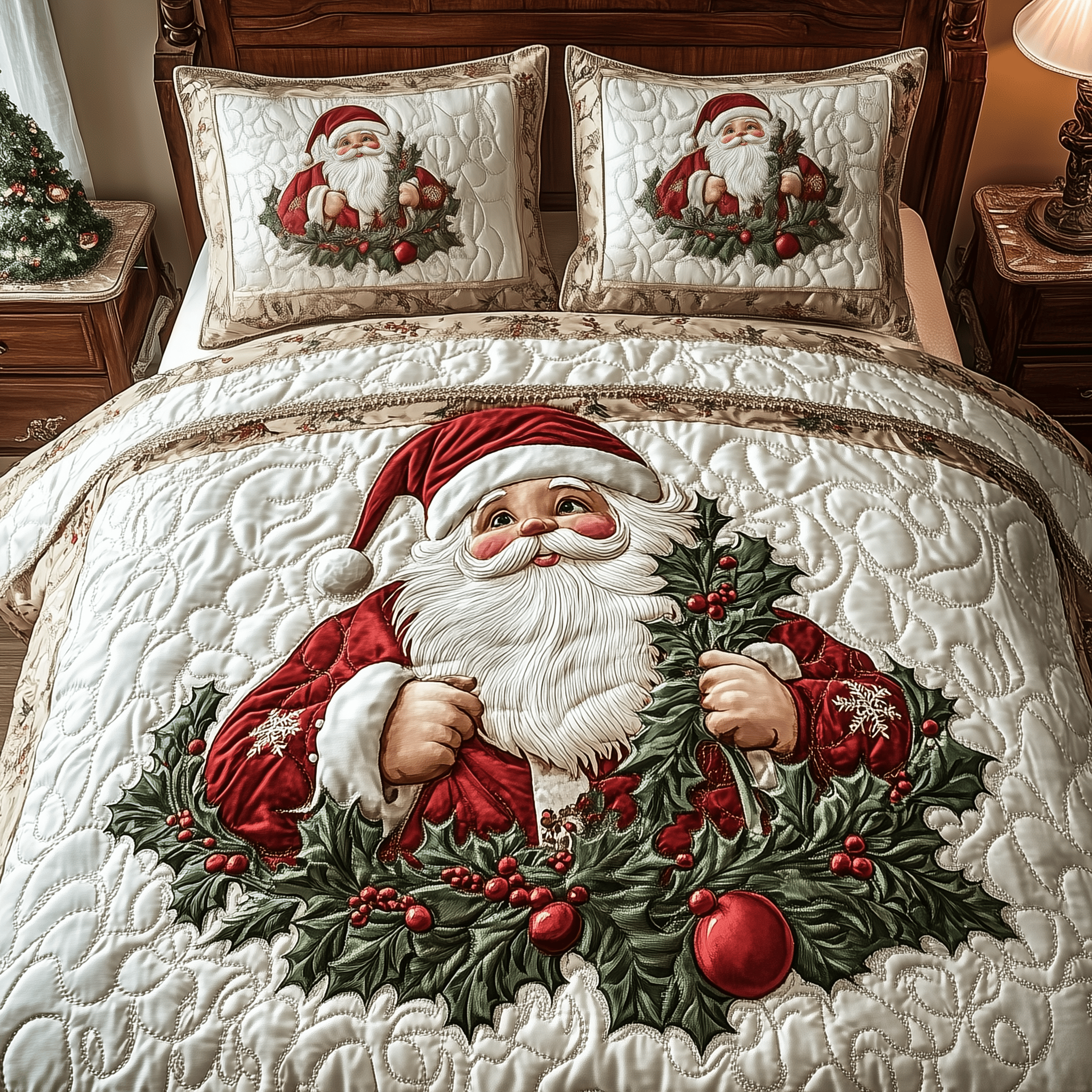Santa Claus Quilted Bedding Set Christmas Ideas For Family