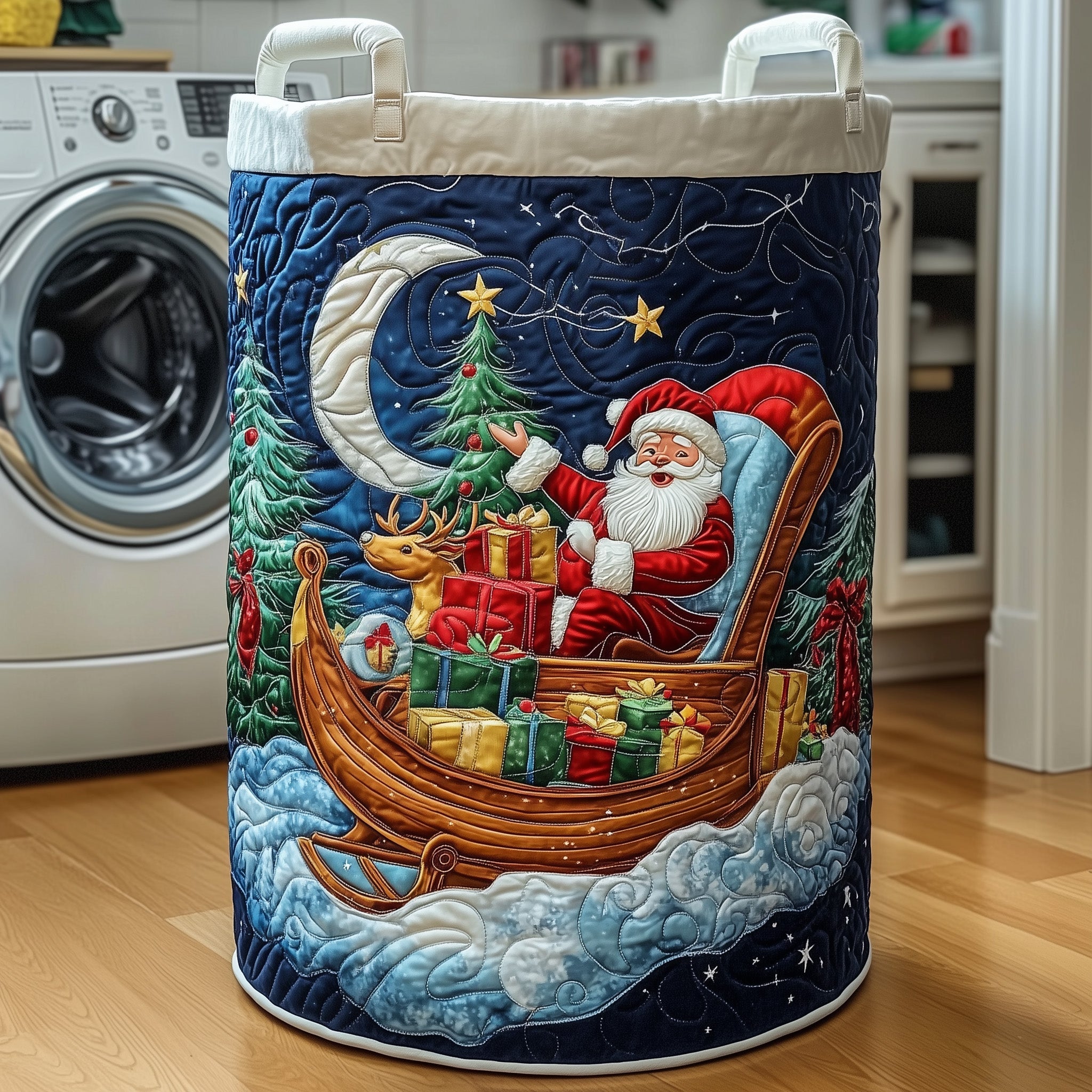 Santa Claus Quilted Laundry Basket Secret Santa Presents For Her