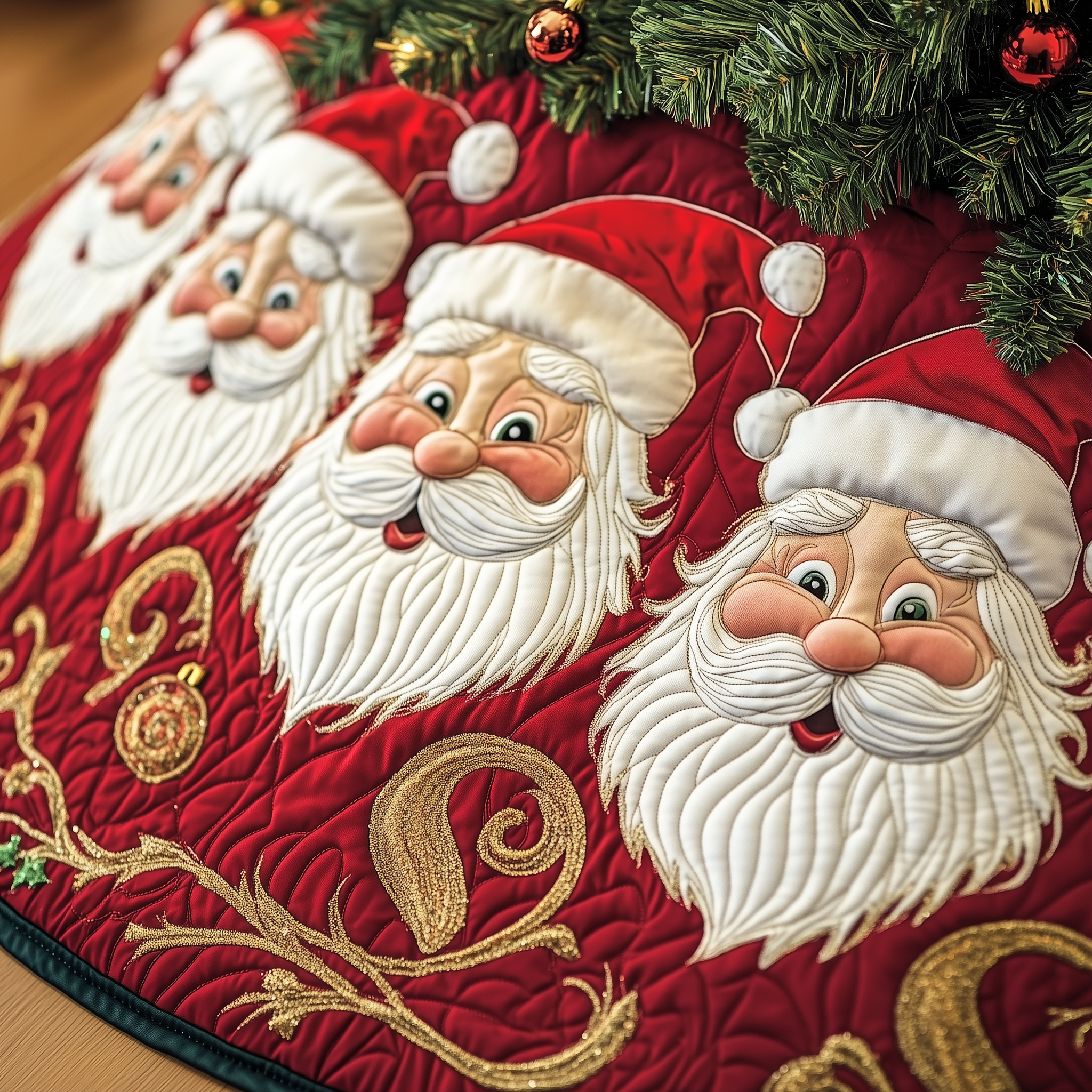 Santa Claus Quilted Tree Skirt Best New Year Gift Merch