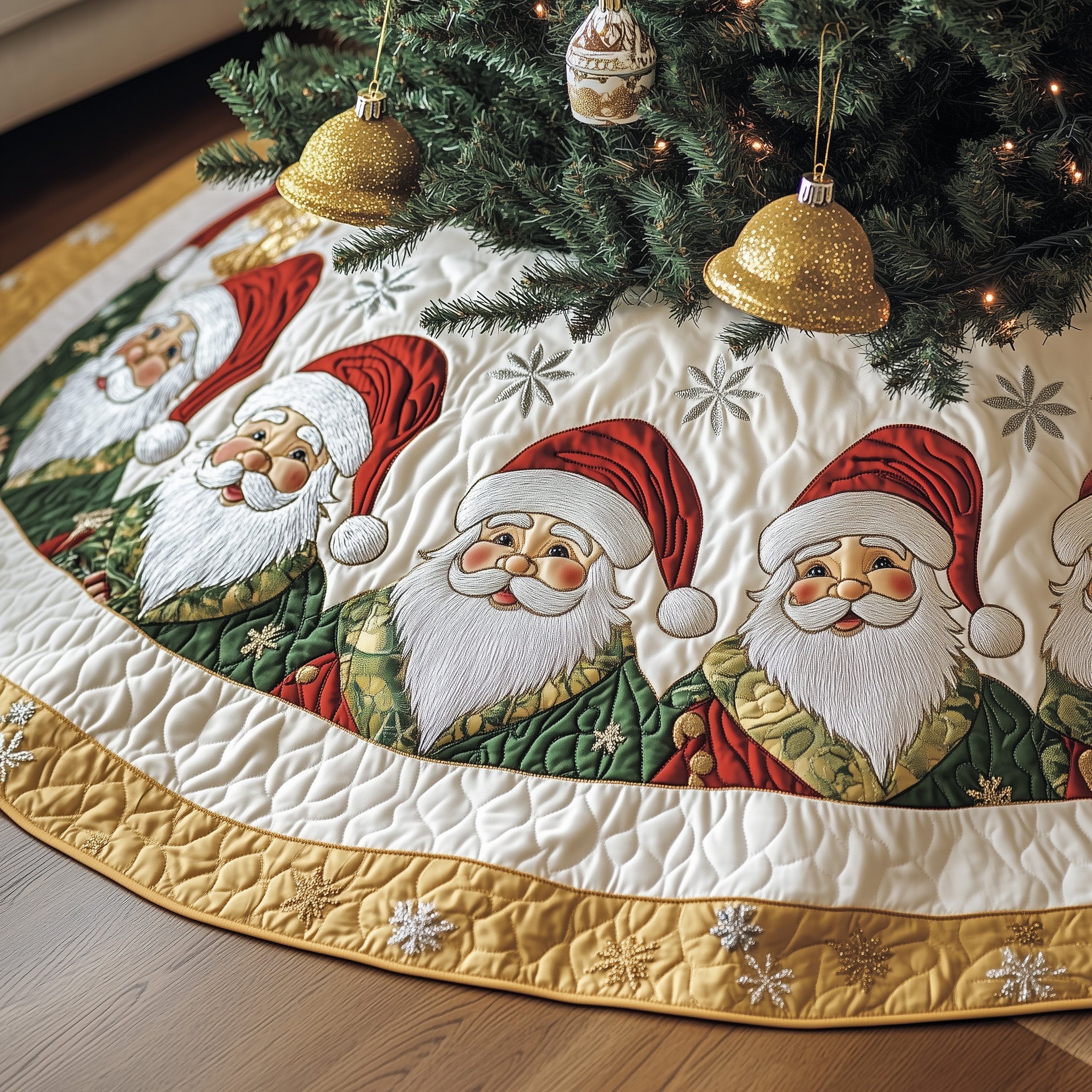 Santa Claus Quilted Tree Skirt Charming Tree Skirt Gift Idea