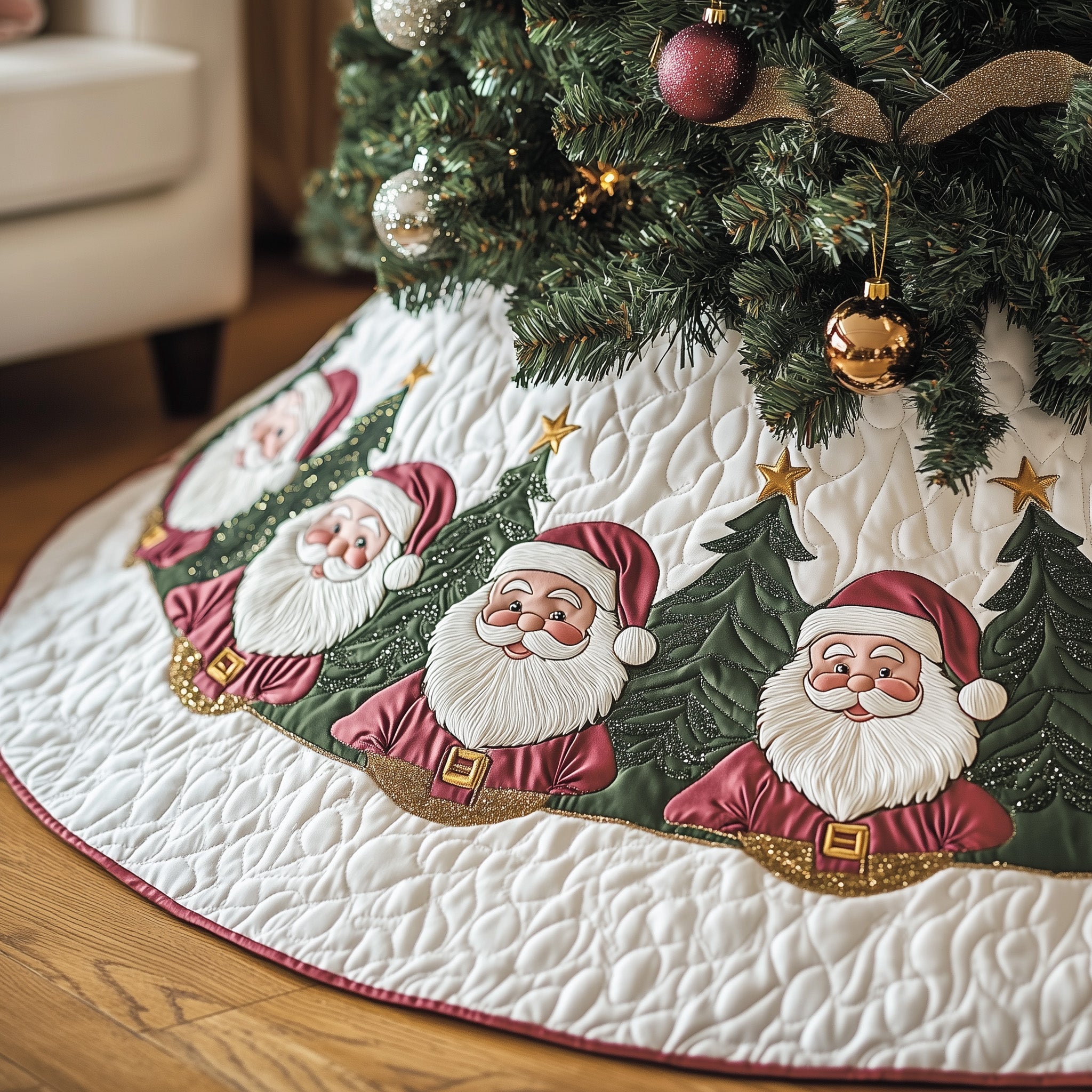 Santa Claus Quilted Tree Skirt Holiday Tree Skirt Must-Have