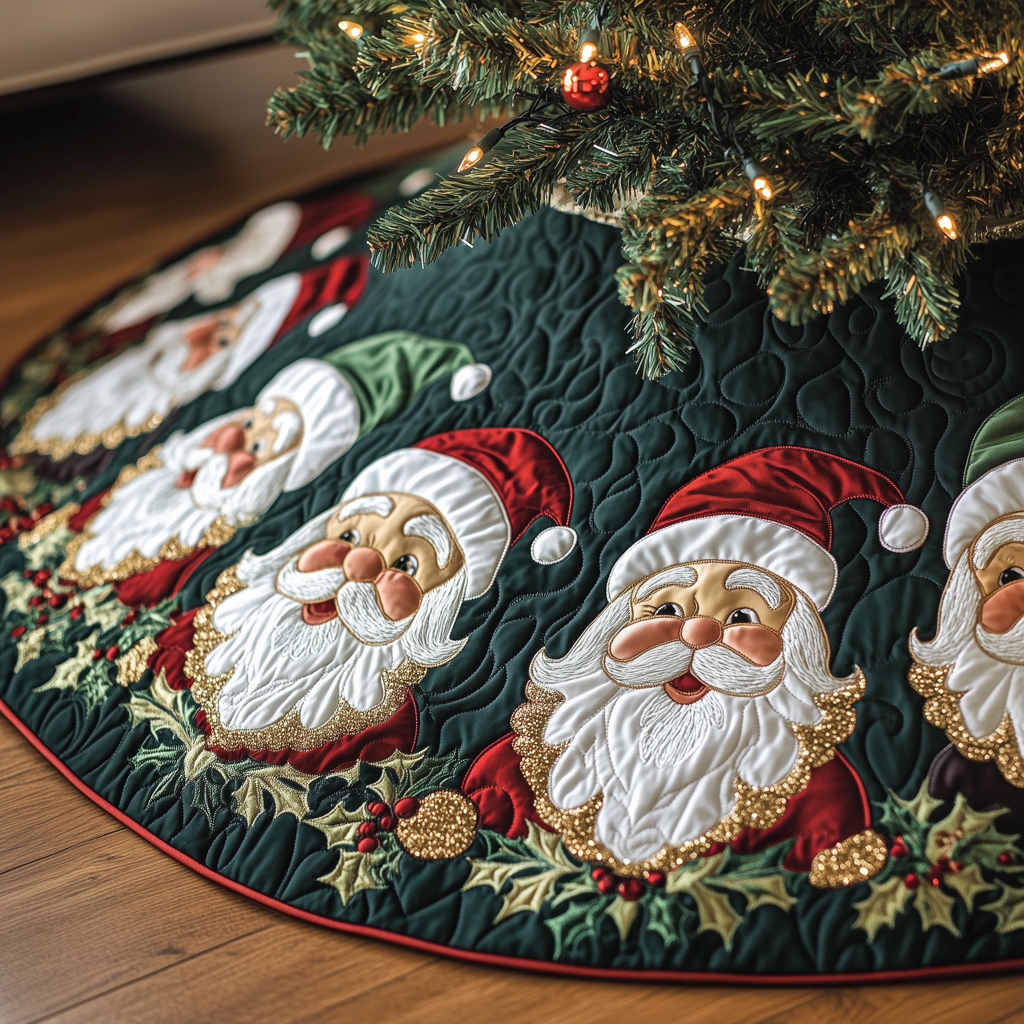 Santa Claus Quilted Tree Skirt Magical Christmas Spirit Merch