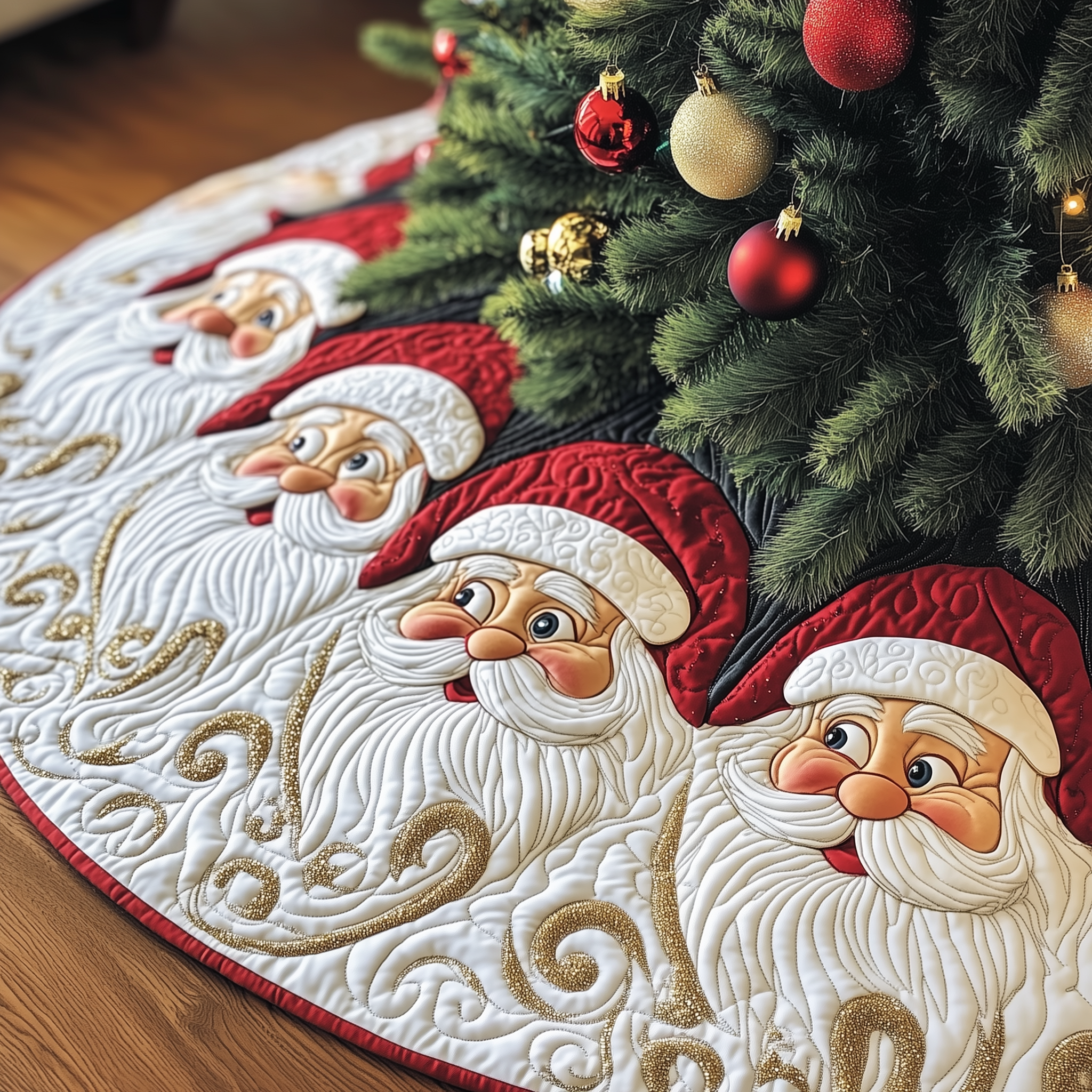 Santa Claus Quilted Tree Skirt Perfect Christmas Gift Merch
