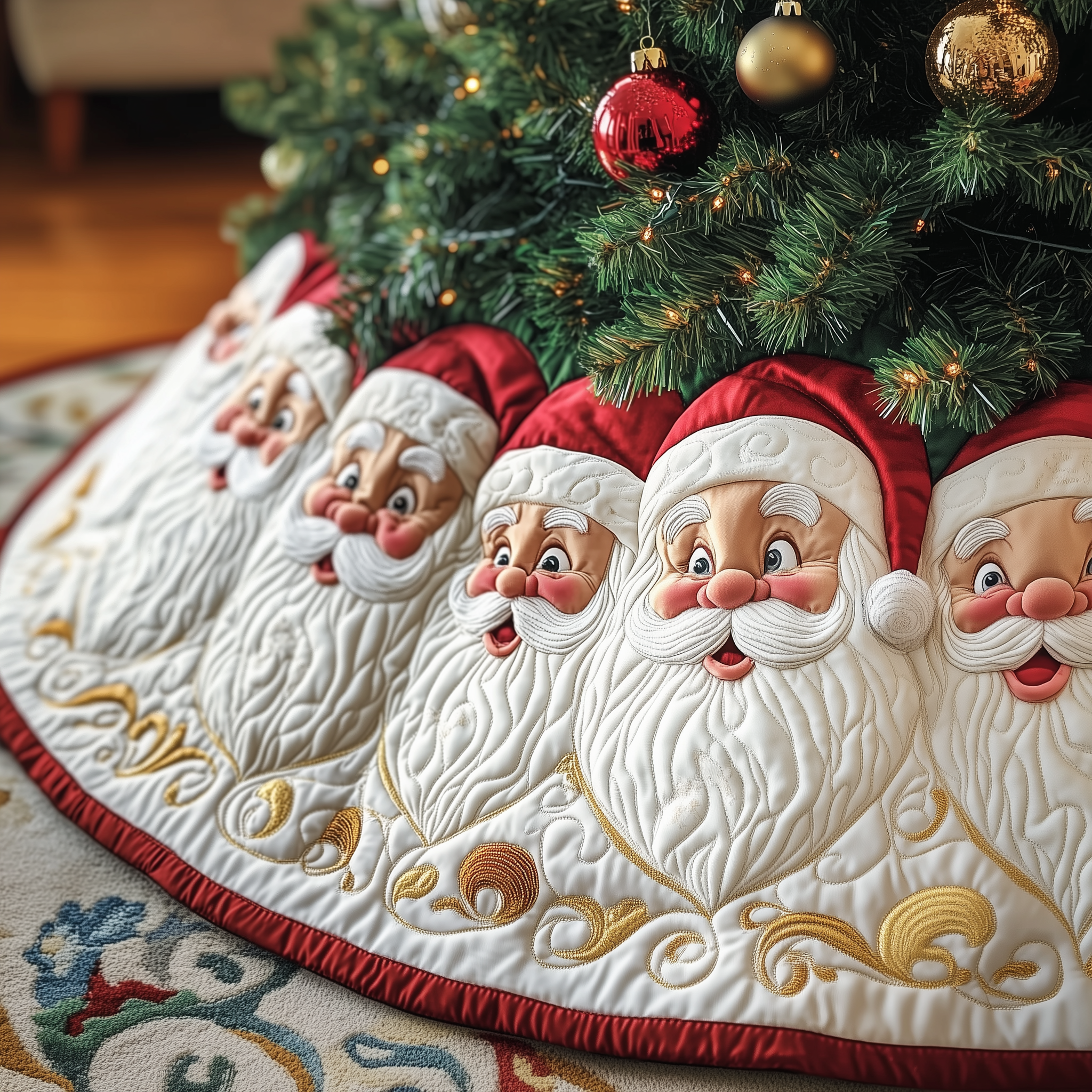 Santa Claus Quilted Tree Skirt Perfect Home For Christmas Tree Merch