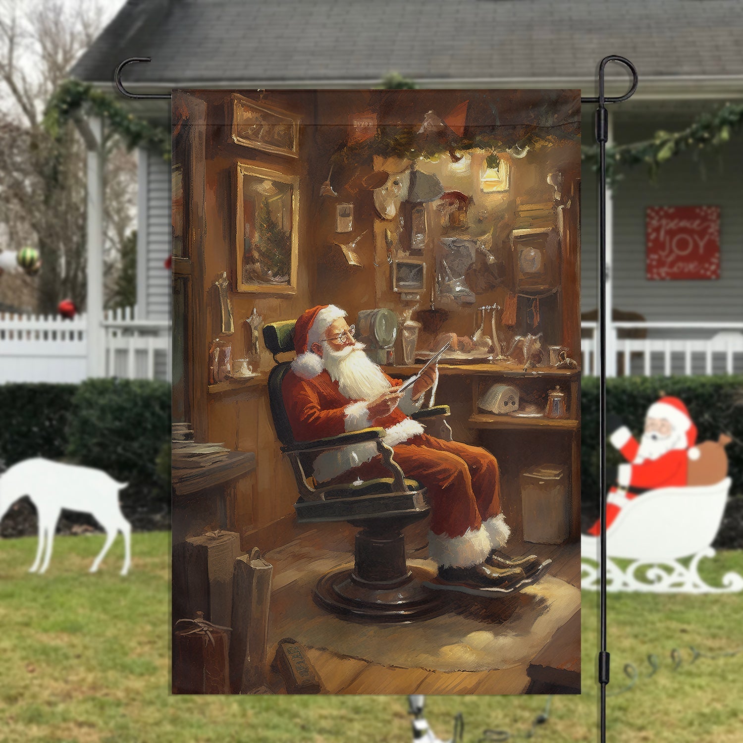 Santa Claus Reading Christmas Flag Santa Claus Design Xmas Garden Flag For Santa Claus Lovers