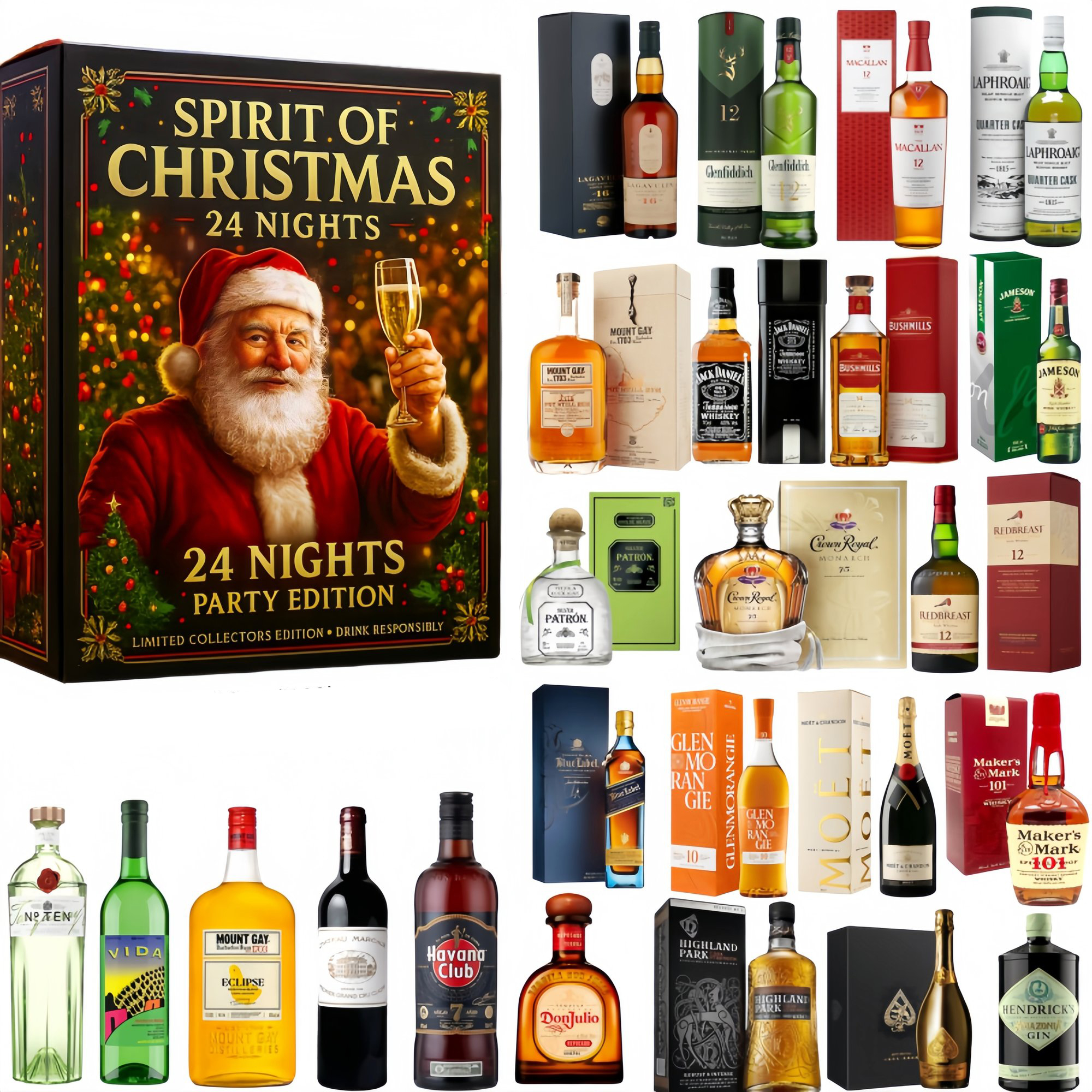 Santa Claus Spirit Of Christmas Advent Calendar 24 Day Advent Calendar Wine Lover Xmas Gifts