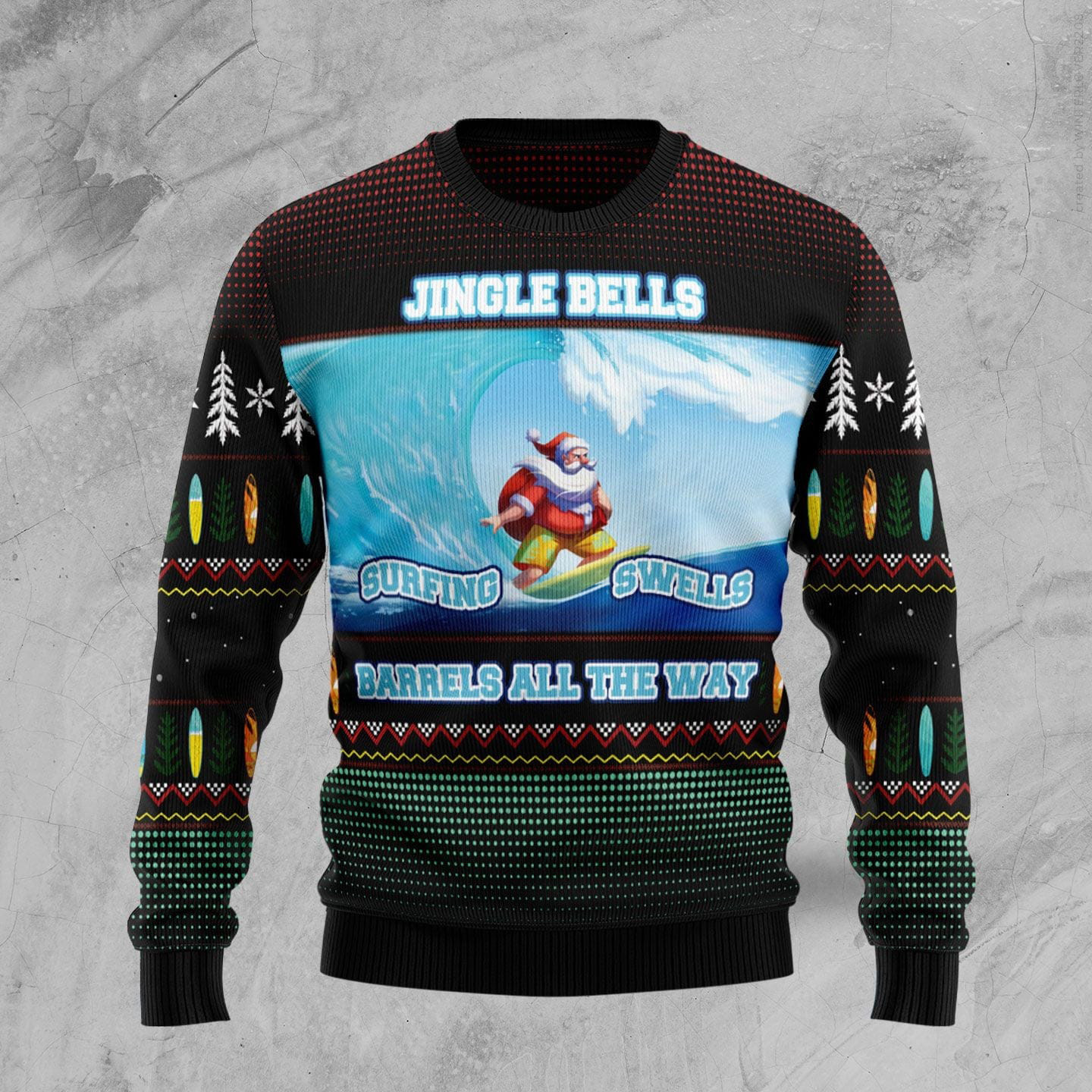 Santa Claus Surfing Ugly Christmas Sweater Cool Christmas Sweater Best Gifts For Men