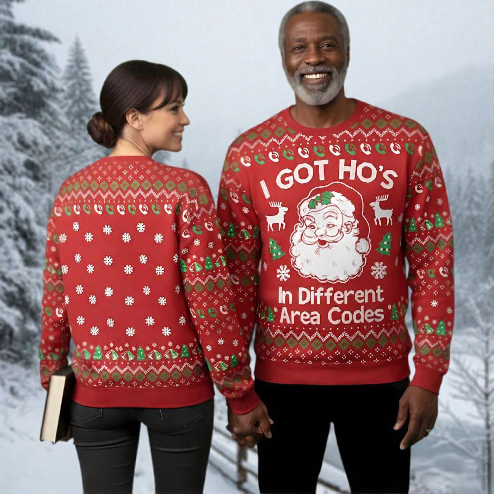 Santa Claus Ugly Christmas Sweater I Got Ho's In Different Area Codes Xmas Wear Gift Ideas
