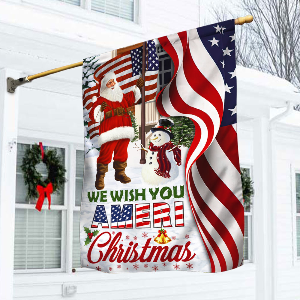 Santa Claus Us Flag We Wish You Ameri Christmas