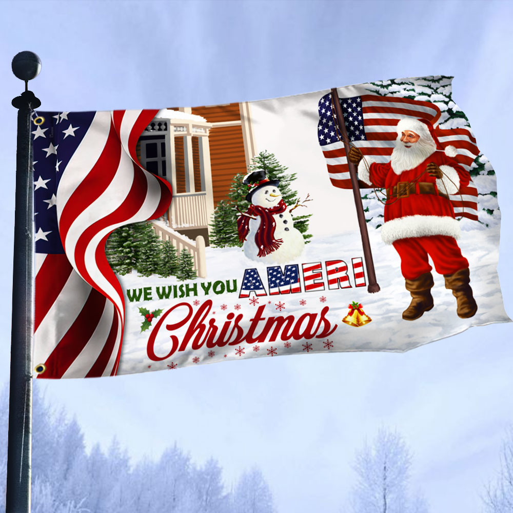 Santa Claus Us Grommet Flag We Wish You Ameri Christmas