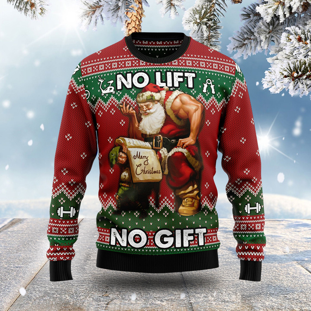 Santa Claus Weightlifting Ugly Christmas Sweater Funny Christmas Sweater Xmas Gift Ideas