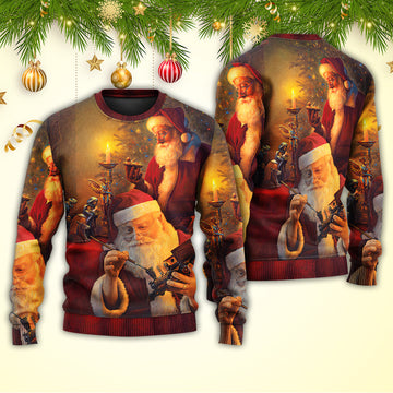 Santa Claus With Candle Ugly Christmas Sweater Festival Holiday Clothing Gifts For Xmas