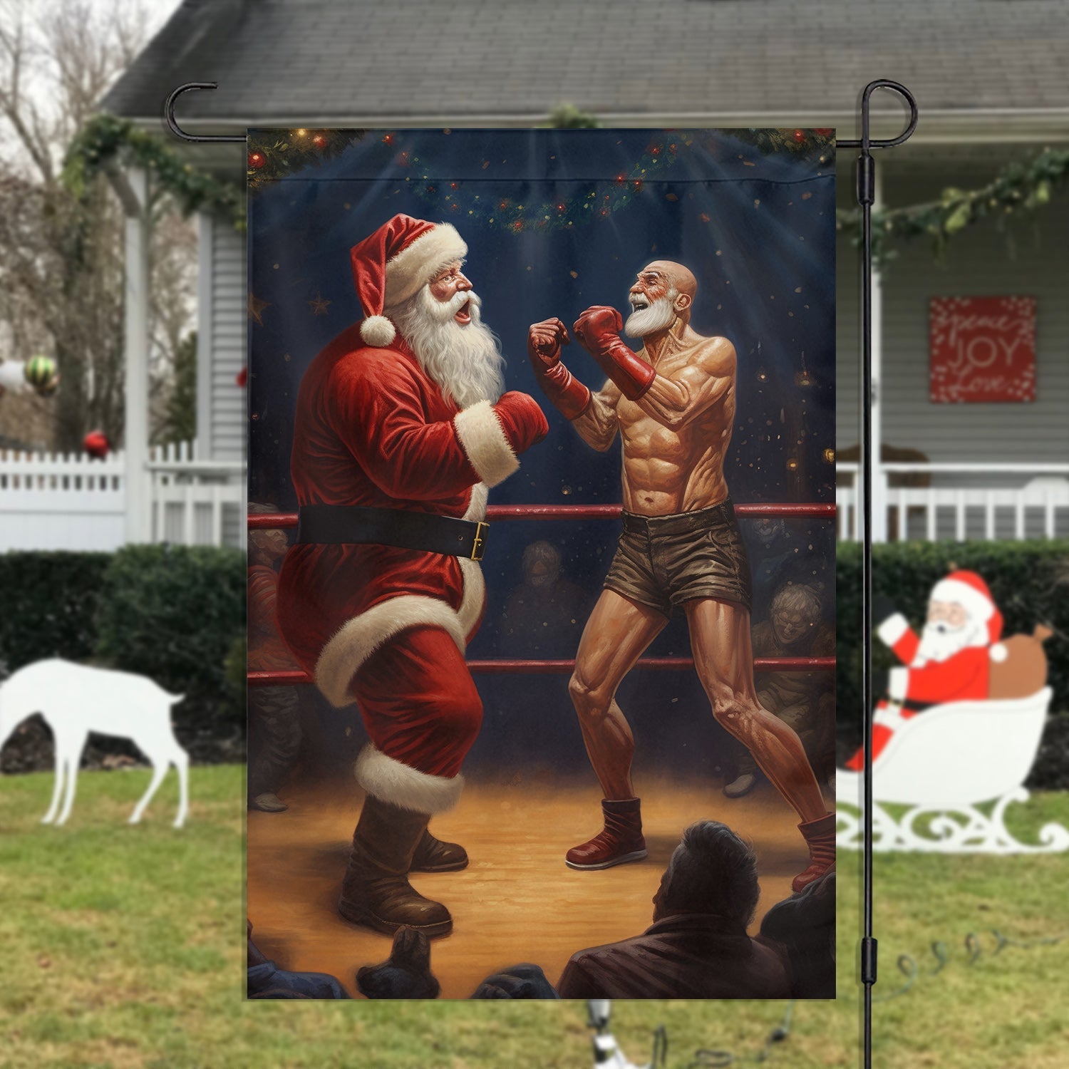 Santa Claus Wrestling Christmas Flag Santa Claus Themed Christmas Decorations Gift Ideas