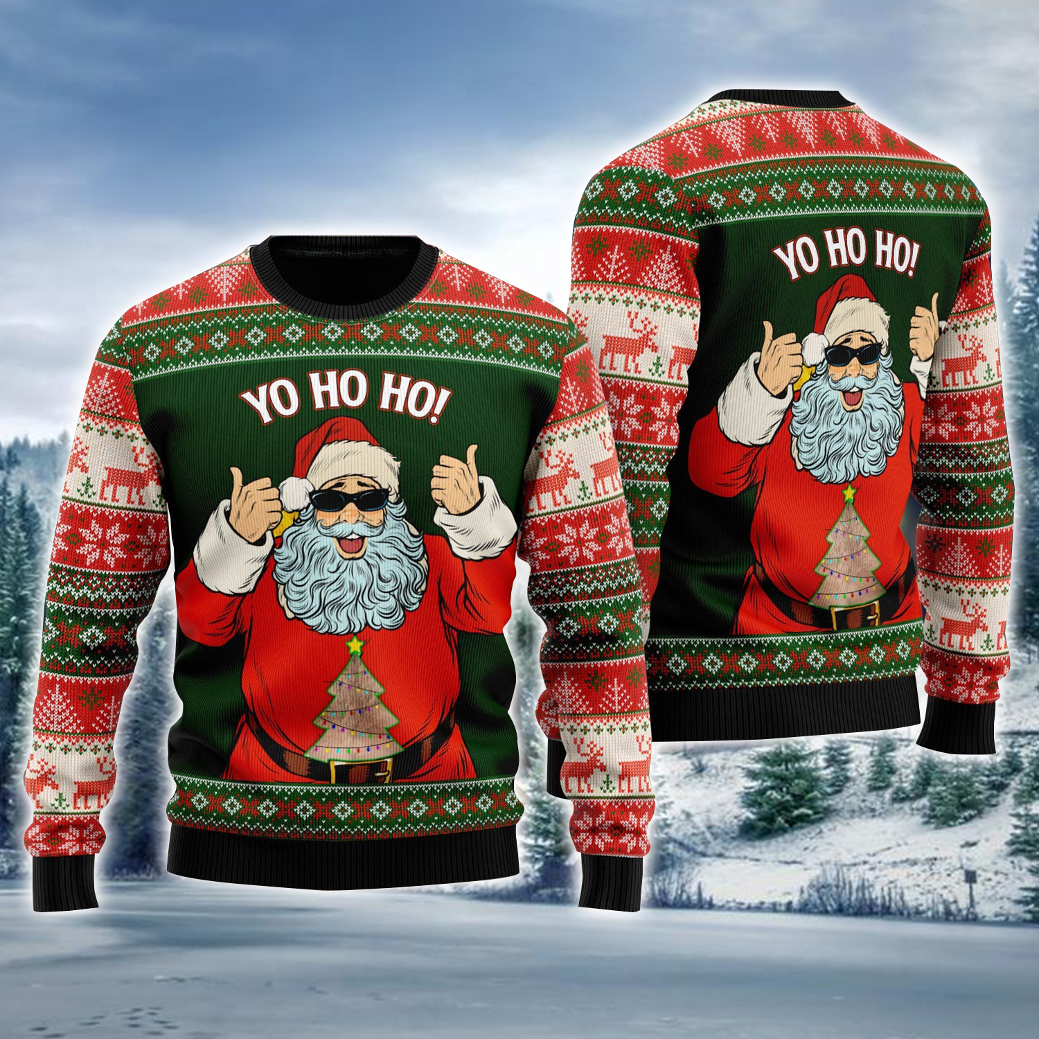 Santa Claus Yo Ho Ho Ugly Holiday Jumper Santa Themed Festival Sweaters Christmas Gifts