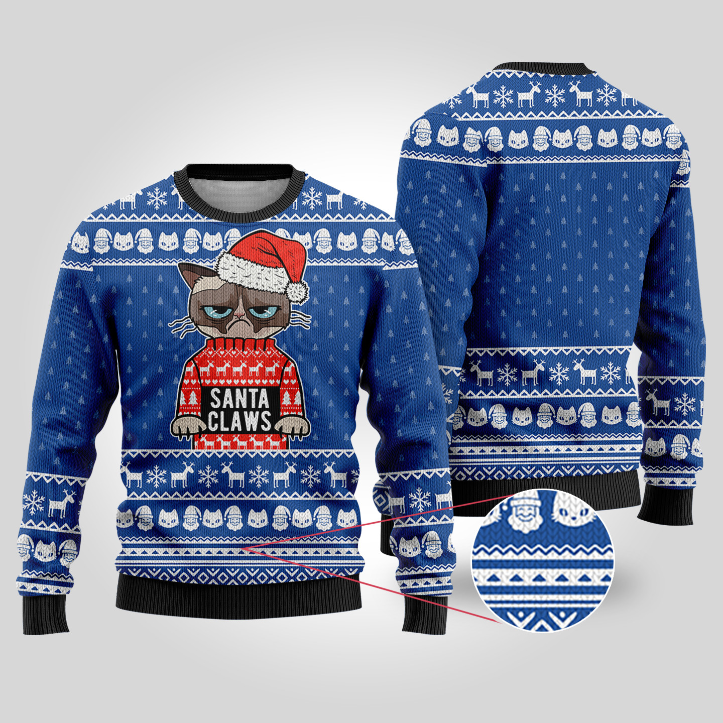 Santa Claws Cat Ugly Christmas Sweater Royal Exclusive Holiday Sweater Merch for Gift Giving