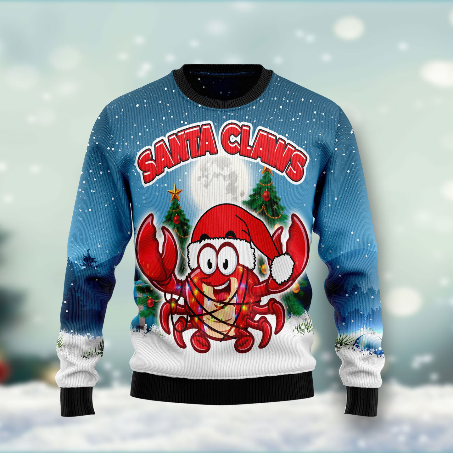 Santa Claws Crabs Ugly Christmas Sweater Funny Animal Themed Warm Clothing Gifts For Men