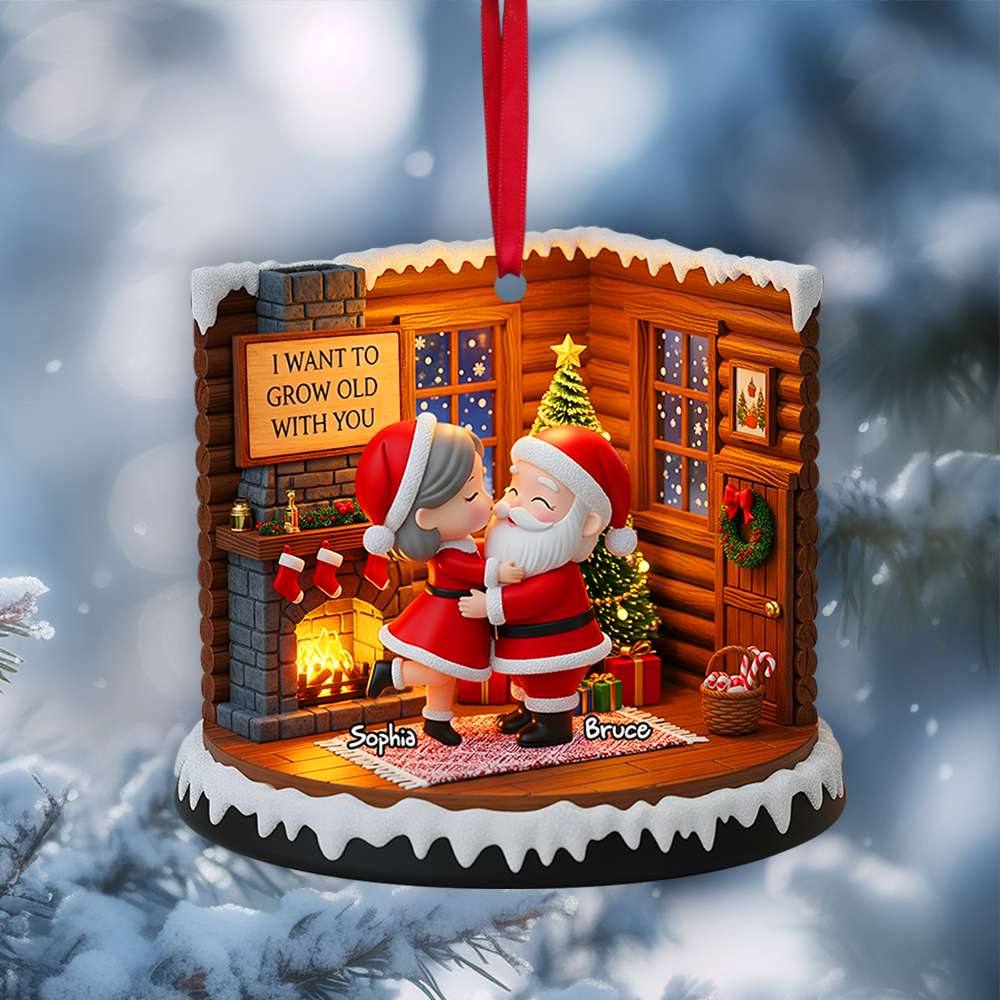 Santa Couple Christmas Ornament - Personalized Gifts For Couple - Festive Holiday Keepsake Gift
